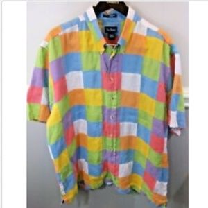 Paul Fredrick Patchwork Linen Long Sleeve Pastel